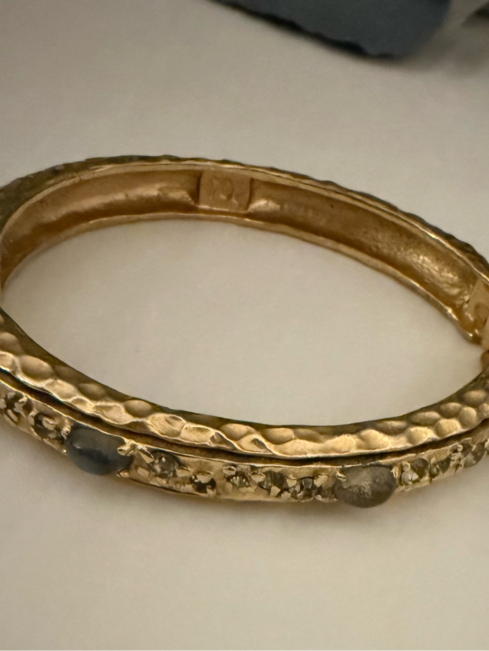 Textured Gold-Tone Hammered Bangle Bracelet